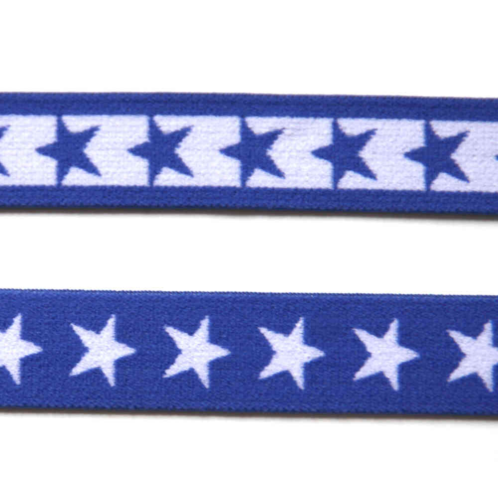 Gummiband 20mm Sterne - royalblau