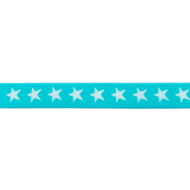 Gummiband 20mm Sterne - türkis