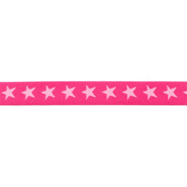 Gummiband 20mm Sterne - pink/rosa