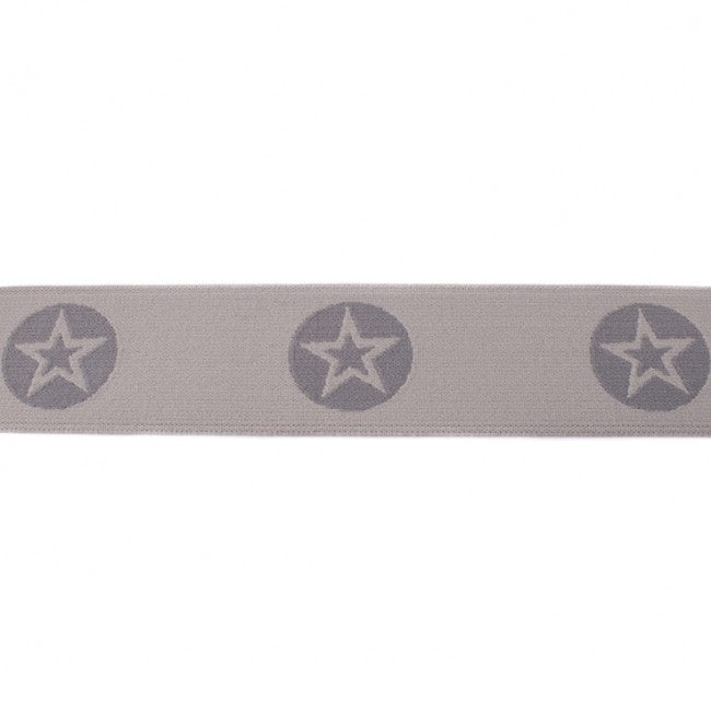 Gummiband 40mm Sterne - hellgrau