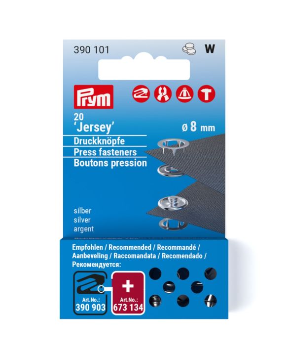 Prym Druckknöpfe Jersey Ring Silber, 8 mm, 20 Stück