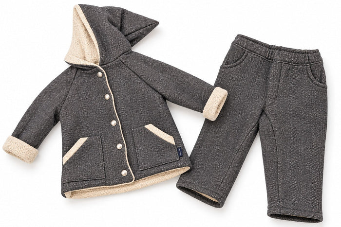 Kleiderset mit Kapuzenjacke und Hose – Blau, Gr. 68