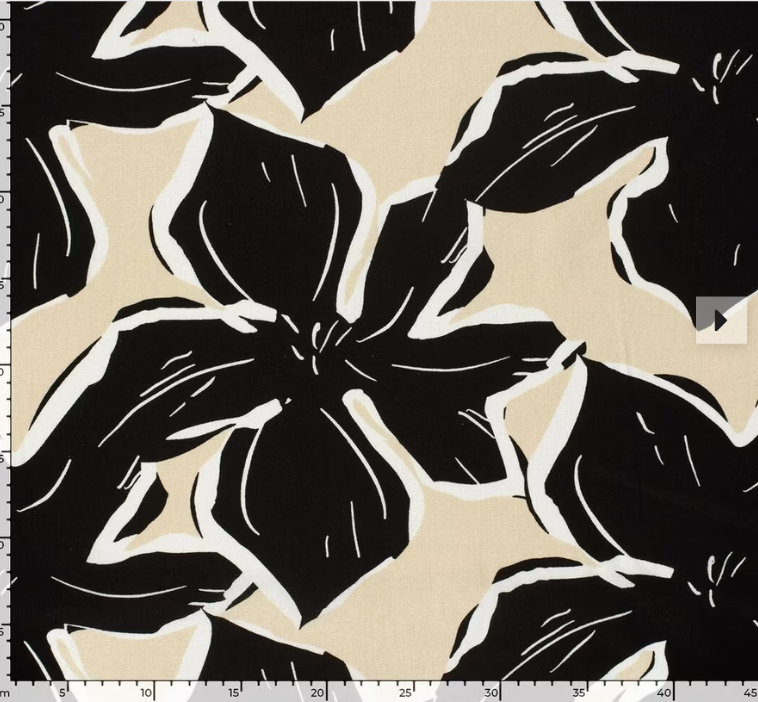 Viskose Leinen bedruckt abstract schwarz