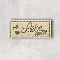 Kunstlederlabel mit Liebe genäht grau