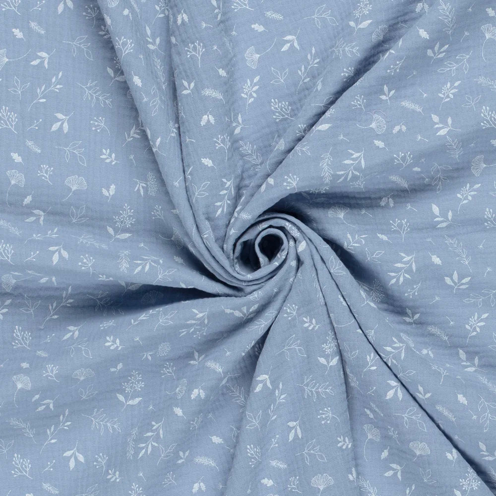 Musselin Blätterregen - hellblau