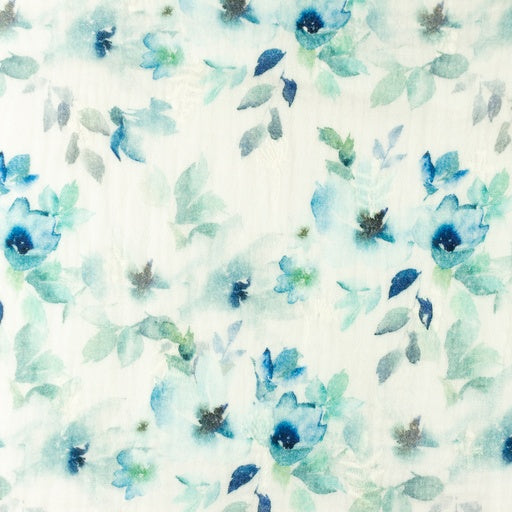 Musselin blaue Aquarellblumen - geschlossene Stickerei