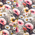 Double Gauze rosa Blumen auf grau