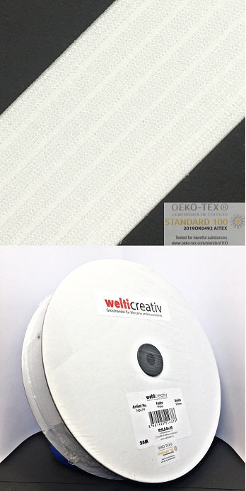Elastisches Nähgassenband 50mm weiss