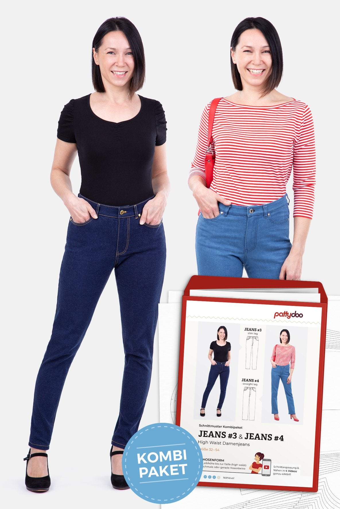 Papierschnittmuster Damen Jeans #3 & #4 - pattydoo