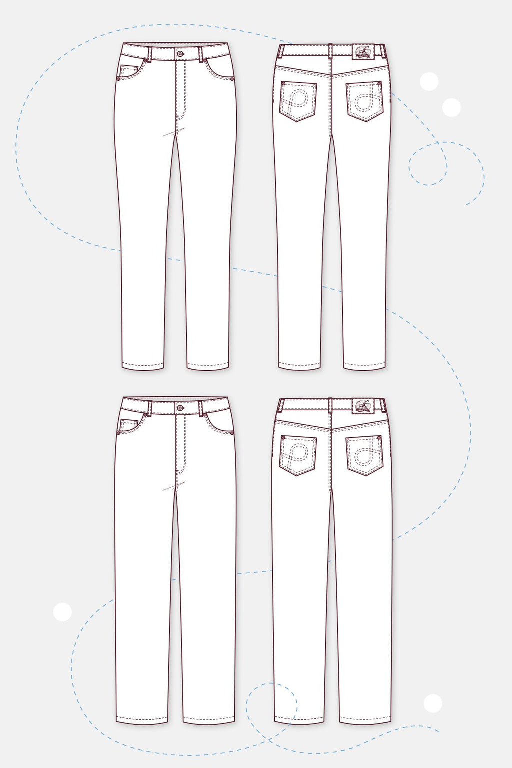 Papierschnittmuster Damen Jeans #3 & #4 - pattydoo