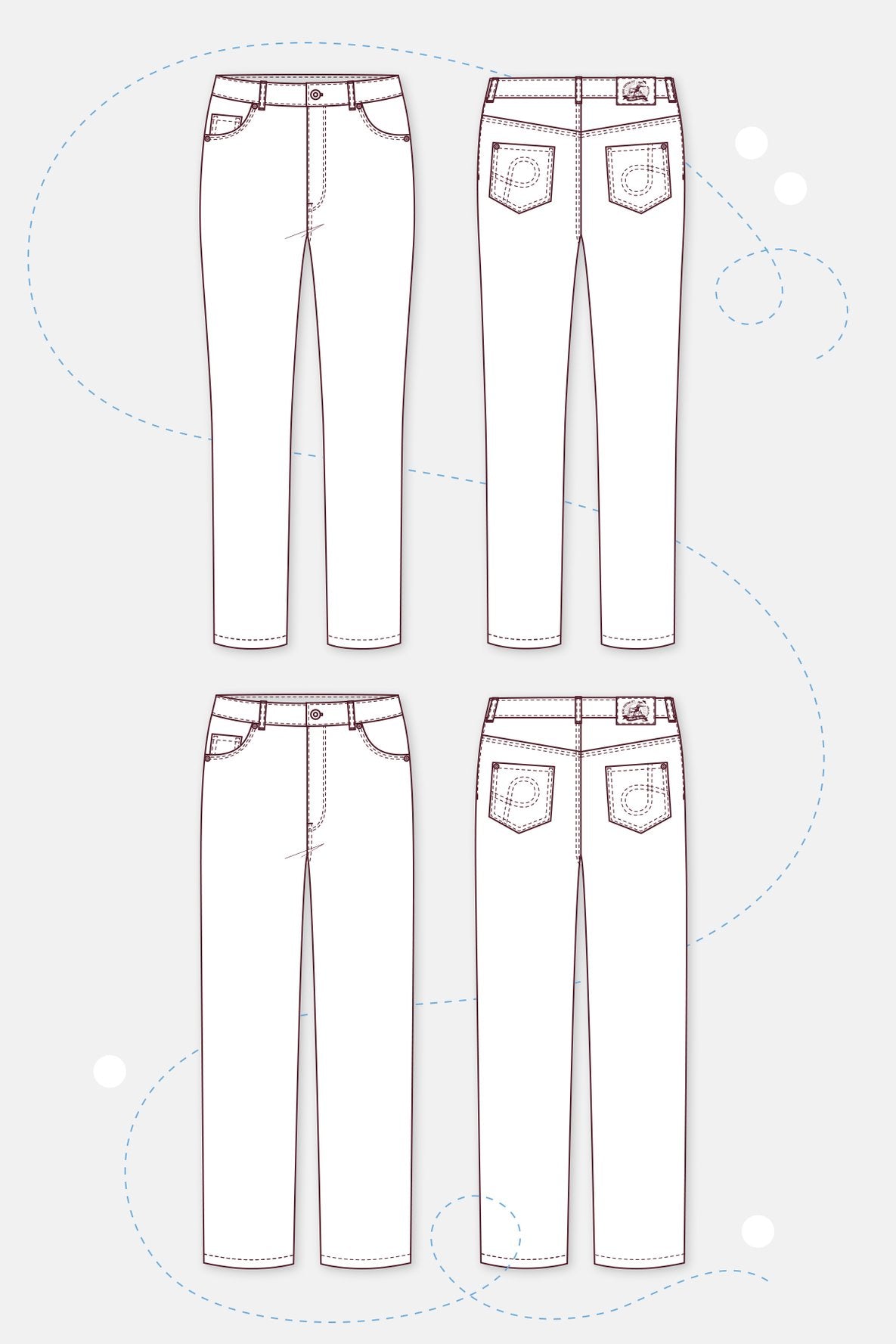 Papierschnittmuster Damen Jeans #3 & #4 - pattydoo