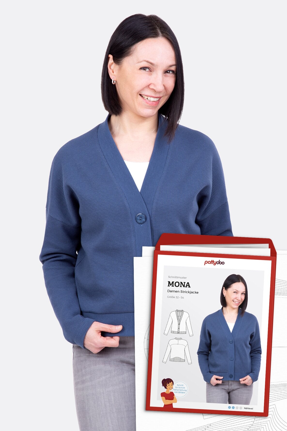 Papierschnittmuster Strickjacke Mona