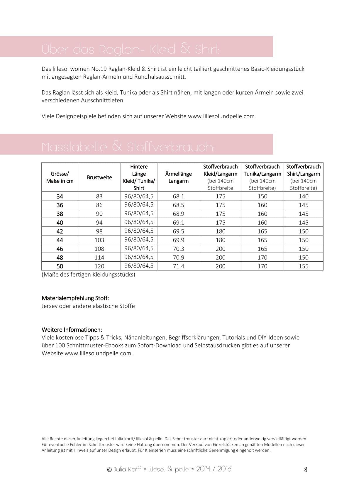 Papierschnittmuster No.19 Raglan-Kleid & Shirt – lillesol & pelle – Bild 2