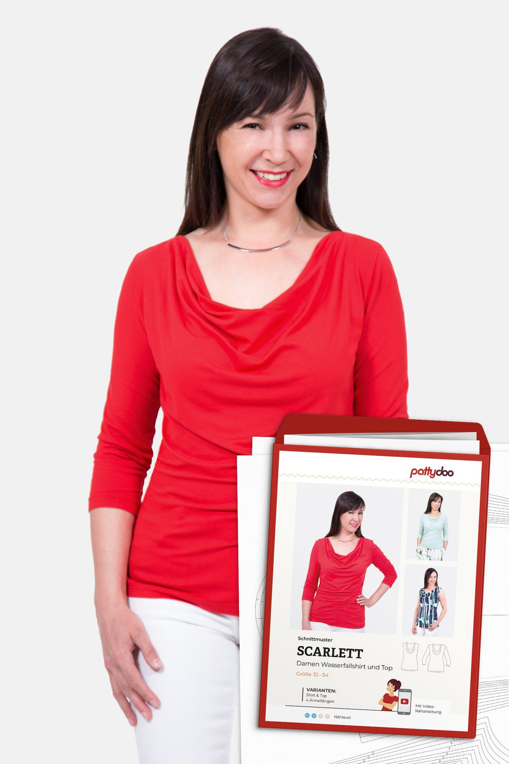 Papierschnittmuster Wasserfallshirt und -top Scarlett &amp; Claire