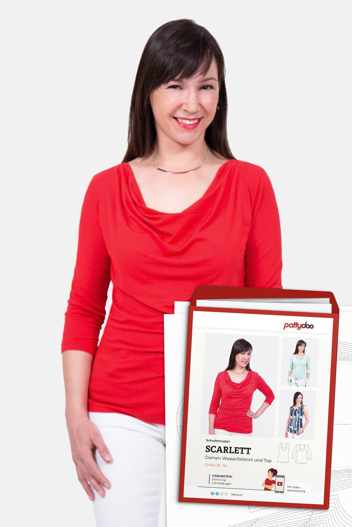 Papierschnittmuster Wasserfallshirt und -top Scarlett &amp; Claire