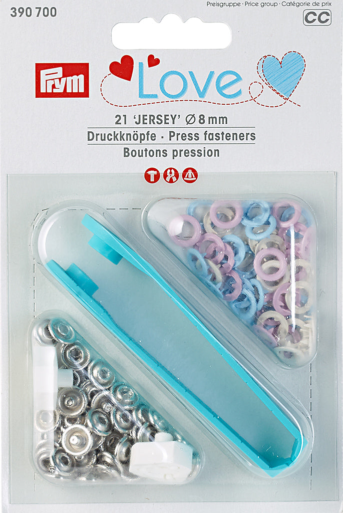 Prym Love Jersey-Druckknöpfe 8 mm Rosa Hellblau Perle – 390700