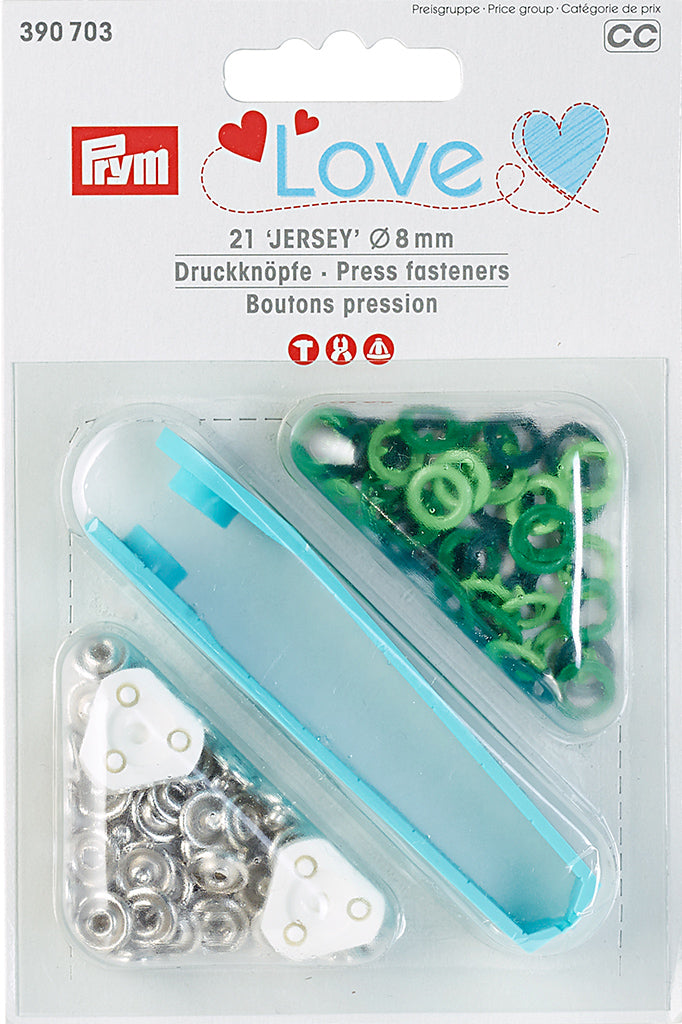 Prym Love Jersey-Druckknöpfe 8 mm, Grün – Prym 390703