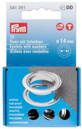 Prym Ösen mit Scheiben 14 mm silberfarbig – 541391