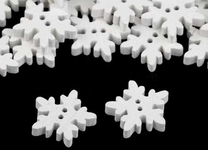 dekorativer Holzknopf Schneeflocke