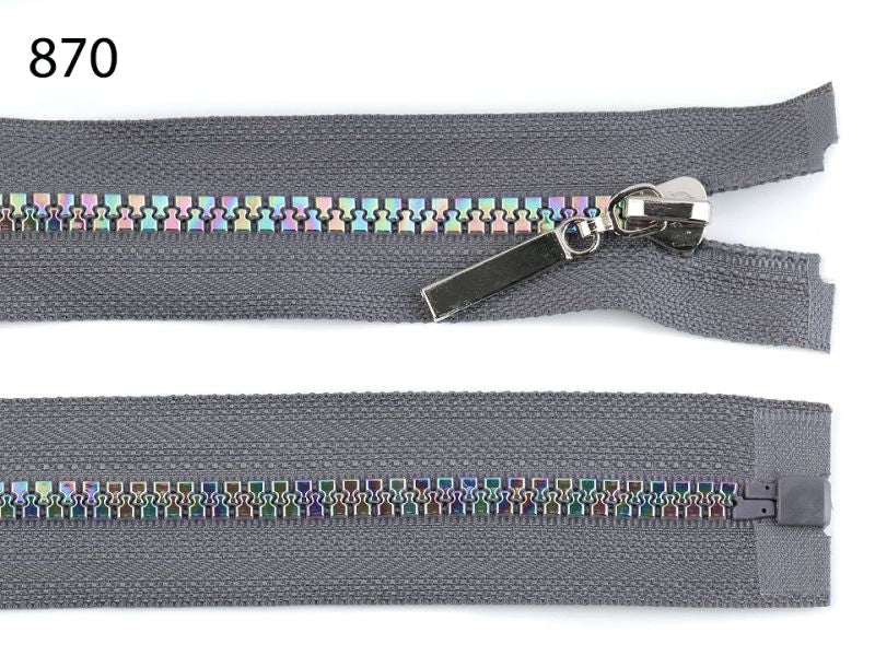 teilbarer Reissverschluss Regenbogen grau 60cm